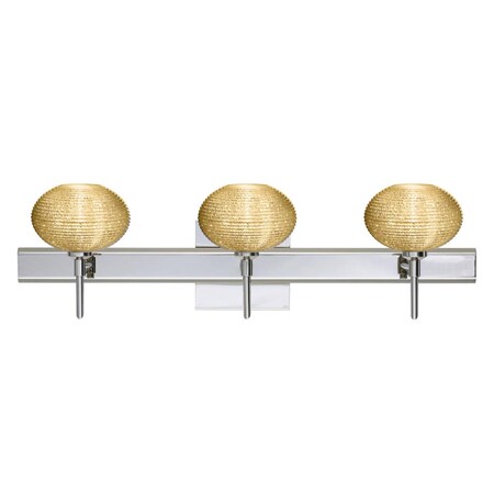 Besa Lighting Besa Wall With SQ Canopy Lasso Chrome Gold Glitter 3x5W LED 3SW-5612GD-LED-CR-SQ